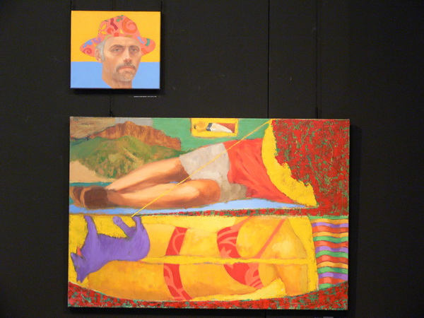 Autoportret w czarnym kapeluszu, olej/płótno, 35x40 cm; Nieruchomiał w skupieniu, olej/płótno, 85x125 cm