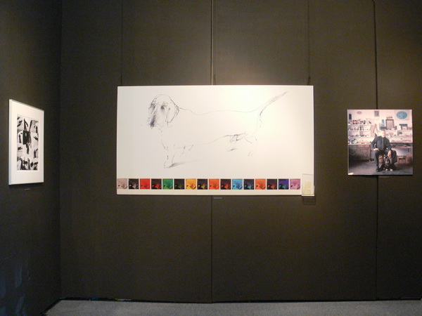 Felek (solwent, plansza 100 × 180 cm) i Pracownia artysty (solwent, plansza 40 × 40 cm)